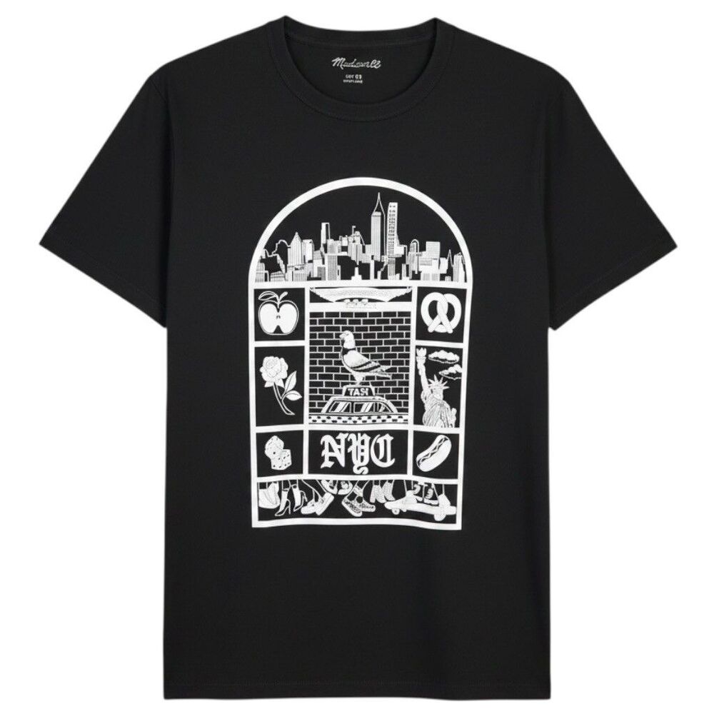 Madewell T-Shirt Womens XS Black NYC Graphic Tee Cotton Crewneck New York NEW